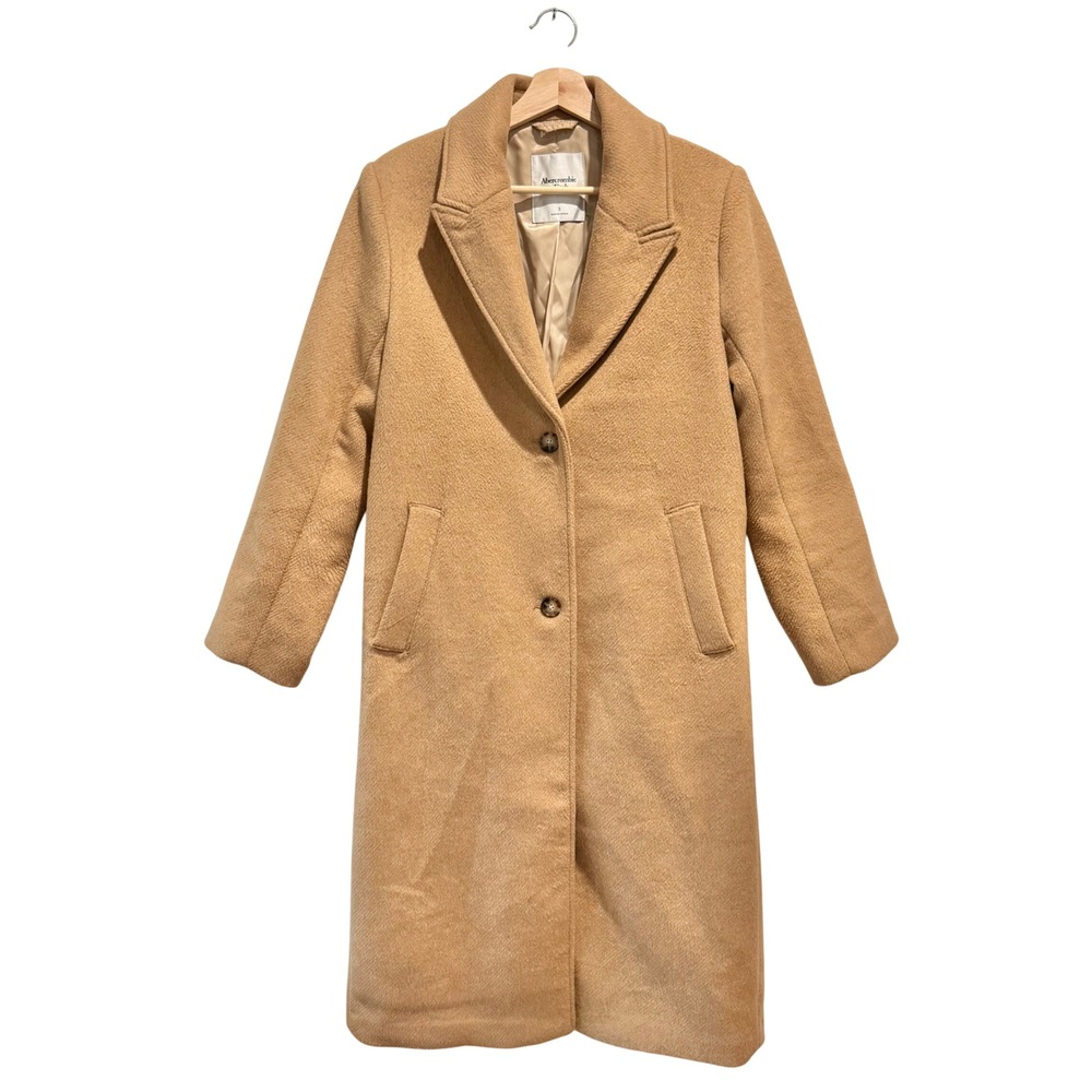 Abercrombie & Fitch Camel Tan Wool Blend Dad Coat Size Small